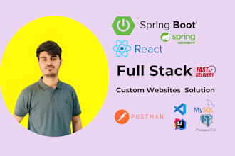 develop full stack website using react, spring boot, rest API