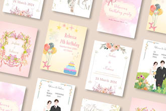 design party or wedding or graduation or birthday invitation