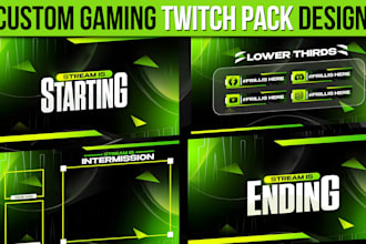 design custom gaming twitch pack, overlays, panels, alerts, more
