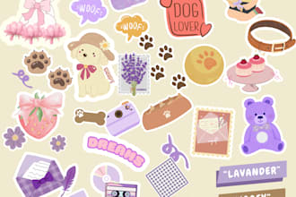 create you a cute, minimalist, and cartoonish stickers