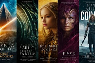 create professional fantasy book cover and sci fi book cover