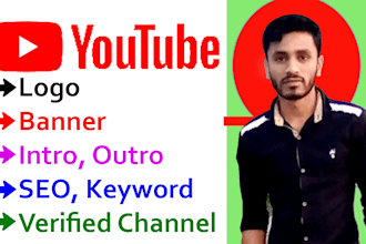 create youtube channel with logo, banner art, intro, outro
