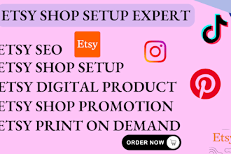 setup etsy shop etsy seo listing etsy rank pod design etsy digital products