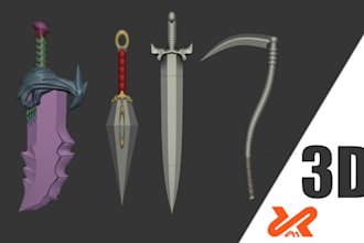 create a 3d model of the sword and 3d game assets