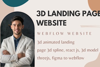 3d spline 3d animated landing page react js 3d model threejs, figma to webflow