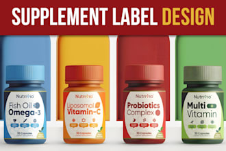 design premium supplement label and package with 3d mockup