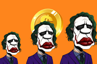 create 2d meme character, meme coin solana, crypto meme, 2d memecoin animation