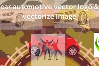 draw your car automotive vector logo vectorize image vector work flat vector