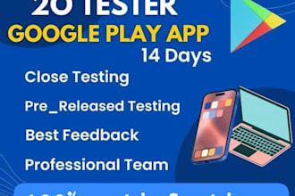 provides 20 closed testers for app production google play console