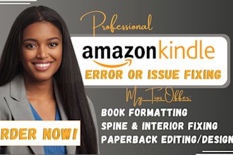 format, publish, paperback error fixing of your book on amazon and kindle kdp