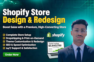 setup profitable shopify website or shopify store design