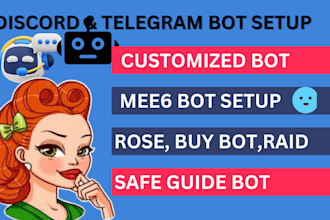 setup telegram bot create customize discord community manager bot, mass dm