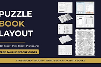 design puzzle book and activity book interior layout for KDP