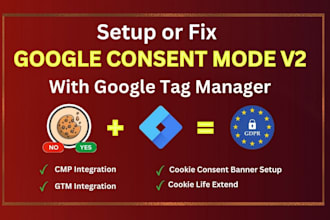 setup google consent mode v2, cookie consent banner with gtm gdpr ccpa