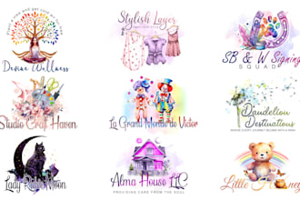 do feminine watercolor boho logo with branding kit