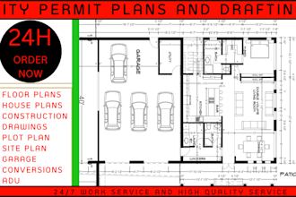 draft city permit for house plans, plot plan, site plan, adu