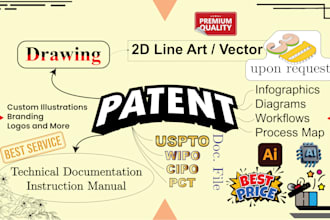 draft patent drawings, utility, design, diagrams, and documentation