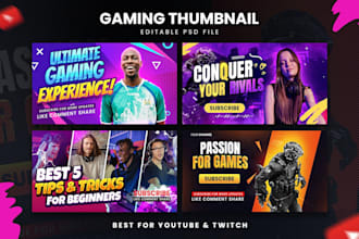 design attractive gaming youtube thumbnails