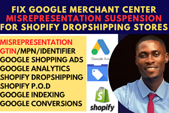 fix google merchant center misrepresentation suspension for shopify dropshipping