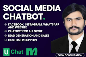 create uchat or manychat chatbot for social media business