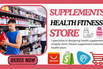 design health supplements shopify store, fitness supplement website health store