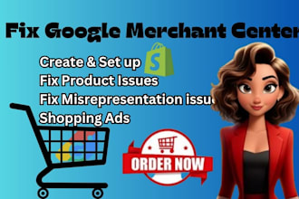 set up shopping ads and fix google merchant center error and gmc suspension