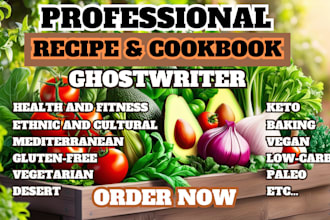 write, design and format recipes for cookbook, recipe book and ebook for KDP