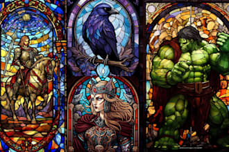 create stunning stained glass art pokemon mosaic fakemon for image or character
