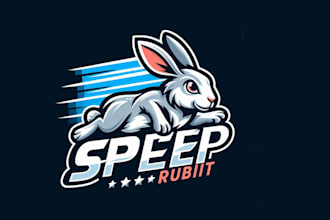 design creative race rabbit mascot logo just for you