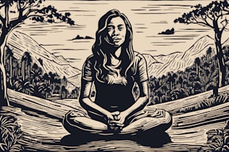 draw a custom portrait in linocut style