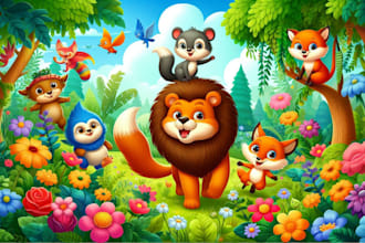 draw children story book illustration and kids book cover