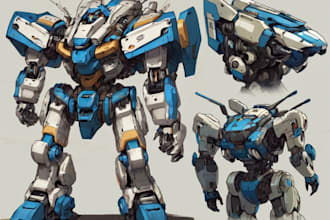 draw high quality robot, mecha concepts