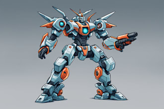 illustrate mecha vector art for your brand