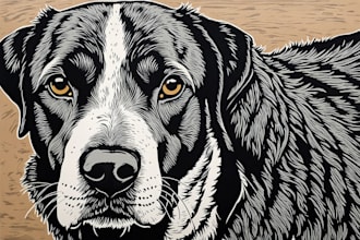 create a linocut portrait of your pet