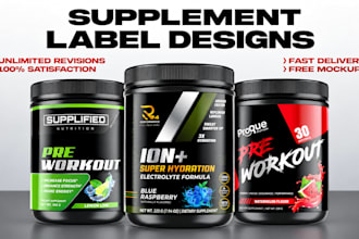 make label designs, supplement labels, and package designs