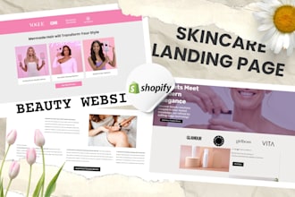 design redesign beauty shopify landing page, product page, cosmetics website