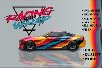design racing car wrap, custom racing wrap, livery wrap,rally car wrap,all wraps