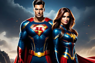 draw amazing couple superhero character