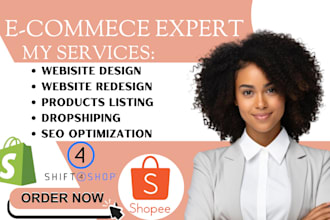 design shift4shop or 3dcart website squarespace shopee shopify store shift4shop