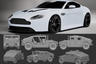 render 3d car modeling 3d animation 3d vehicle model stl for 3d printing or game