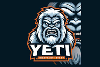 design high quality white yeti mascot logo with unlimited revision