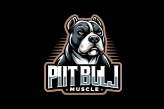 design eye catchy pitbull dog muscle mascot logo  in one day