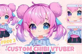 design custom live2d chibi vtuber model ready to rig for streaming