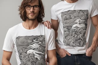 draw unique custom linocut tshirt in my style