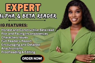 alpha or beta read and critique your novel, manuscript, book of any genre