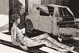 draw a custom portrait in linocut style