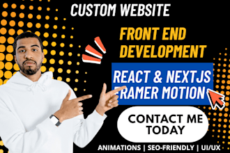 do frontend development in react html css js with framer animations website