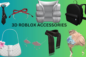 create 3d roblox accessories, hair, tie, jacket roblox model