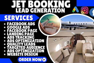 generate jet booking leads jet booking landing page jet rental travel leads