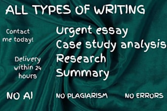 do research and summary writing,reports,case study analysis and case study